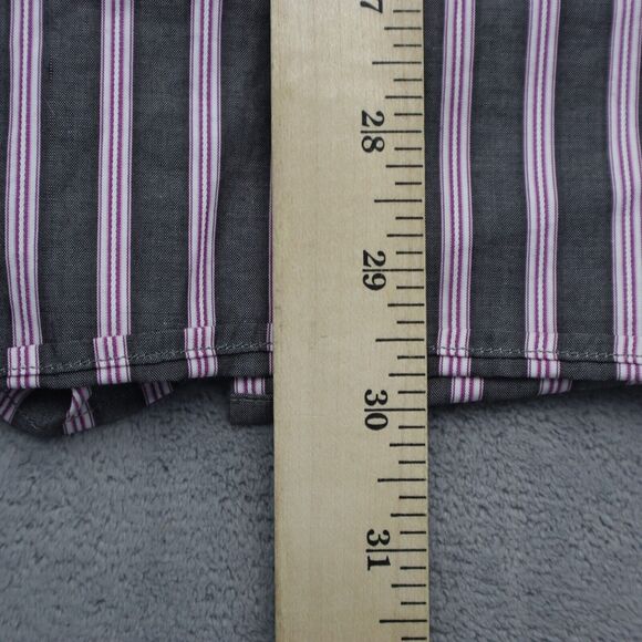 Hugo Boss Shirt Mens XL Gray Purple Striped Flip Cuff Office Button Up Dress - Picture 5 of 16